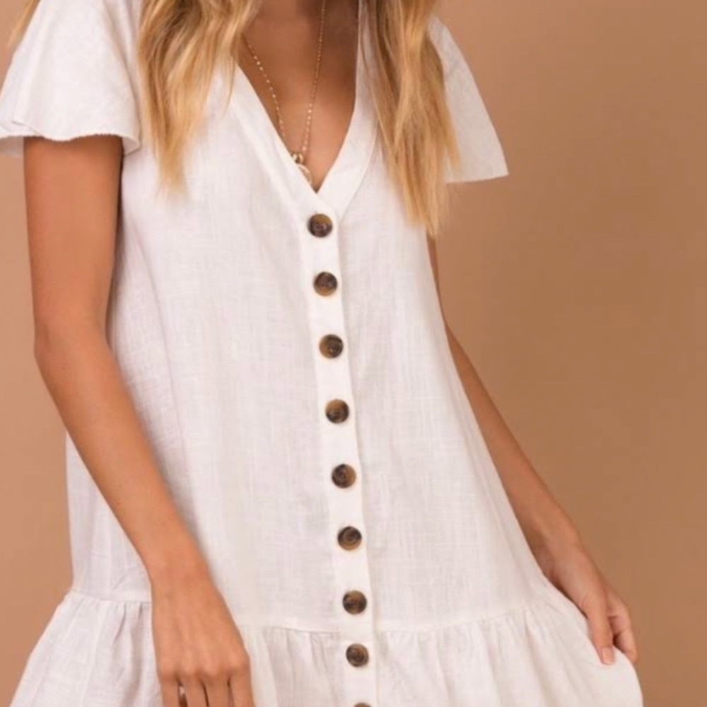 white princess polly button down dress